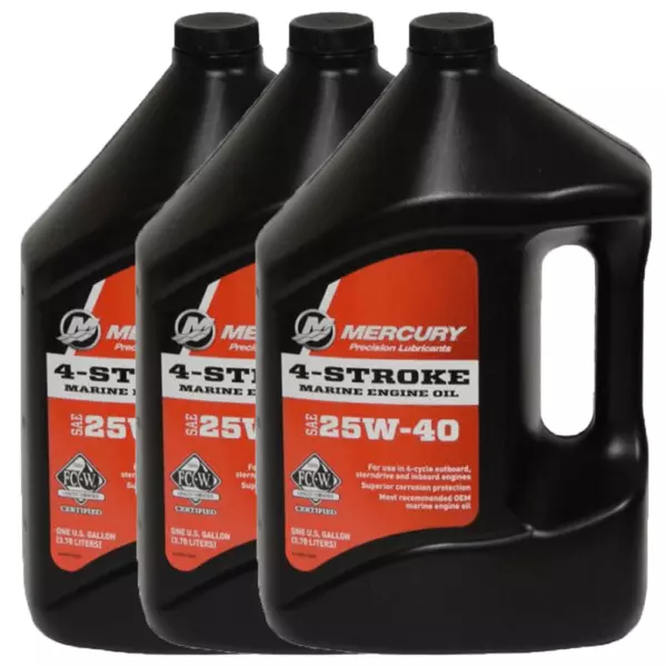Genuine Mercury25W40 4Cycle Oil 1 Gallon 928M0078628 (3 Pack) Oil